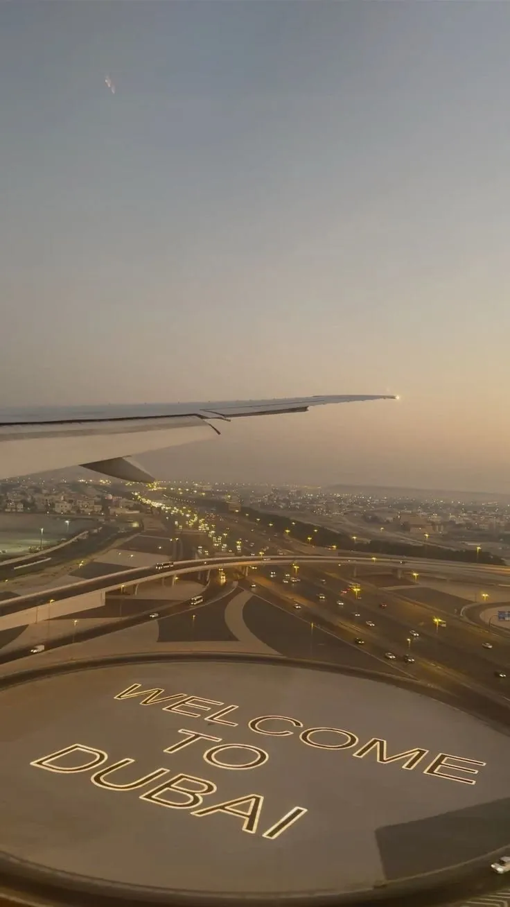 The Dubai skyline at dusk