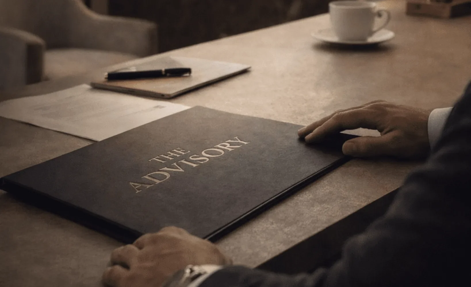 The Advisory client folder on a desk