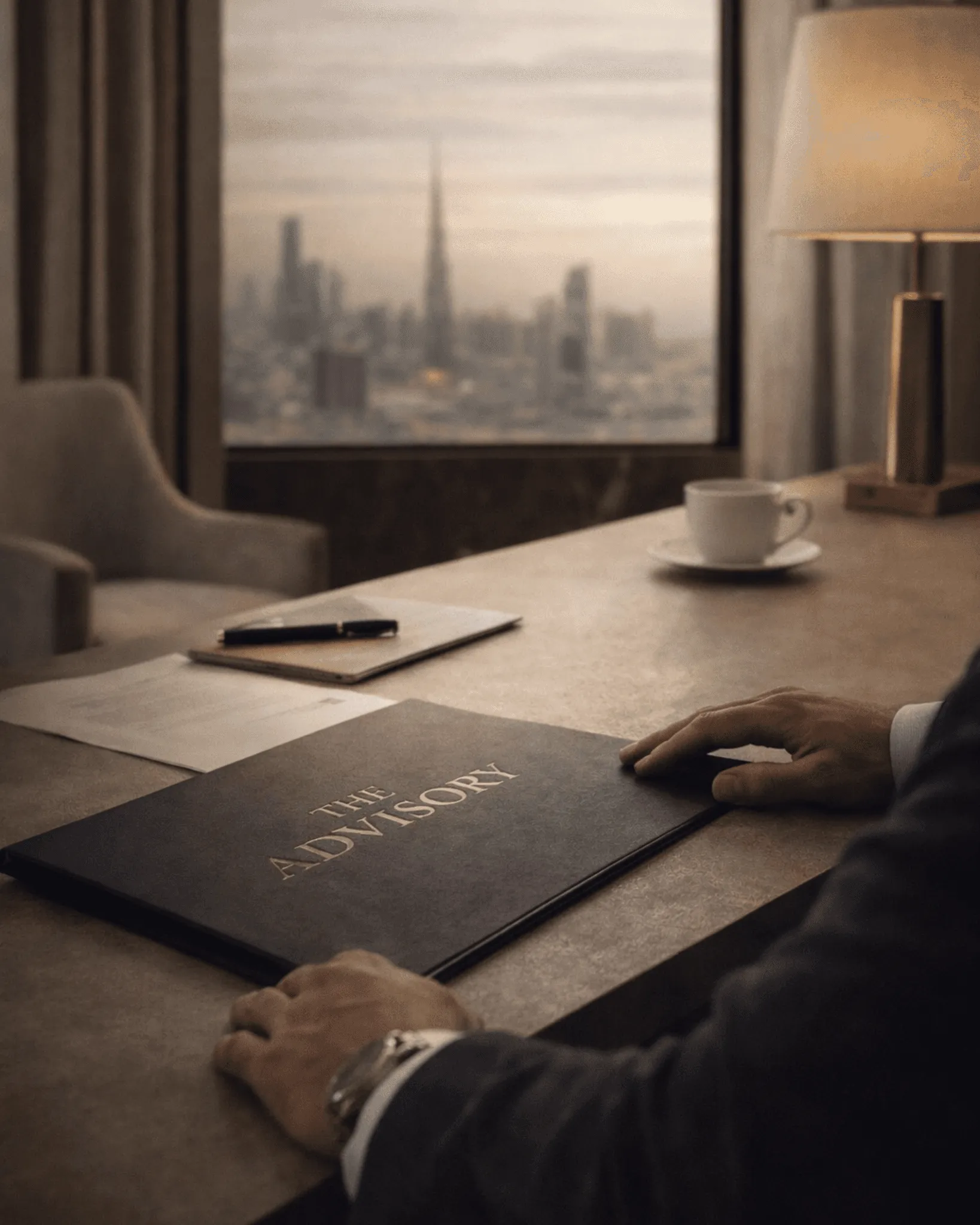 The Advisory client folder on a desk